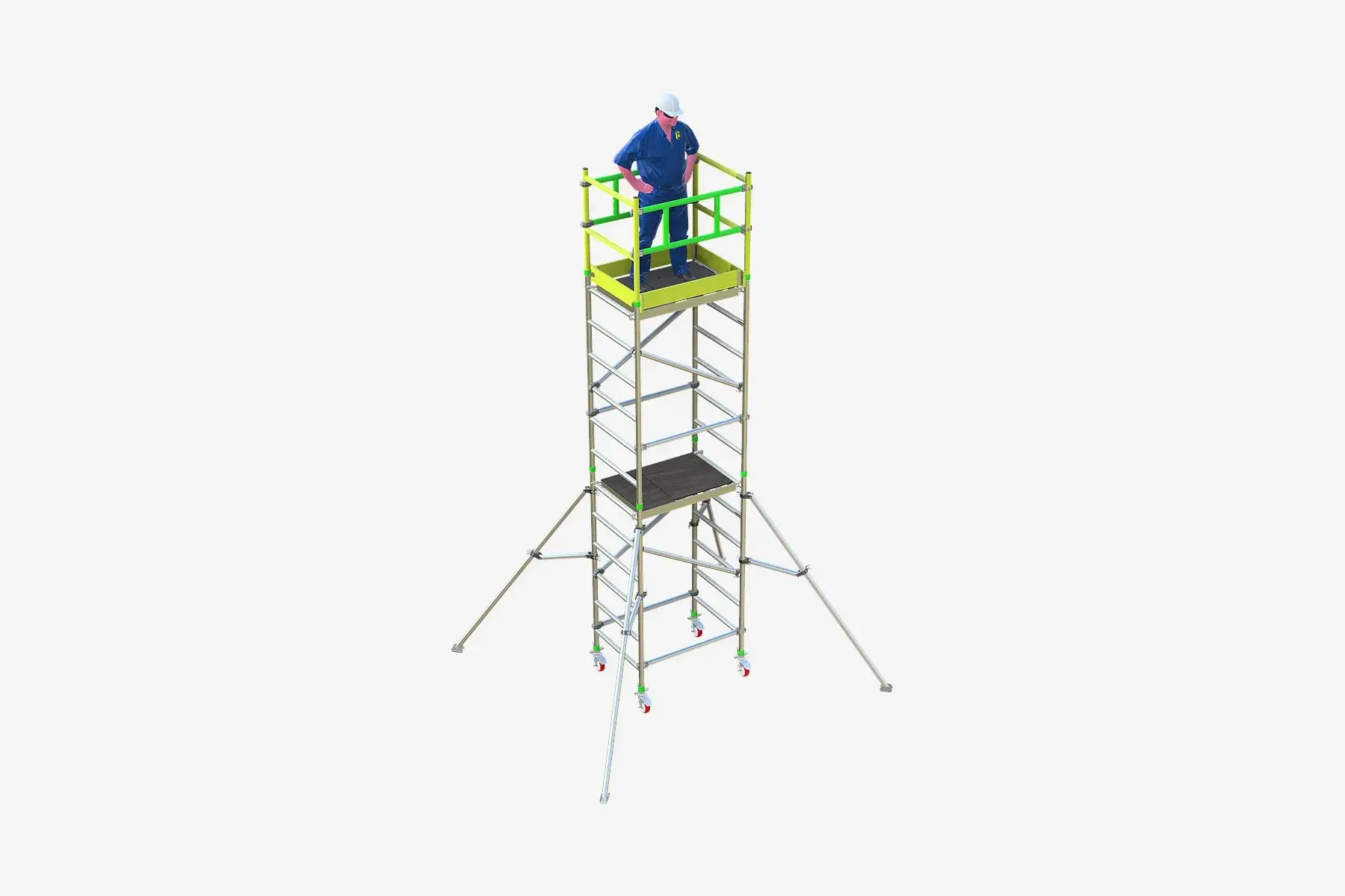 3D configuration render of a narrow-width mobile access tower
