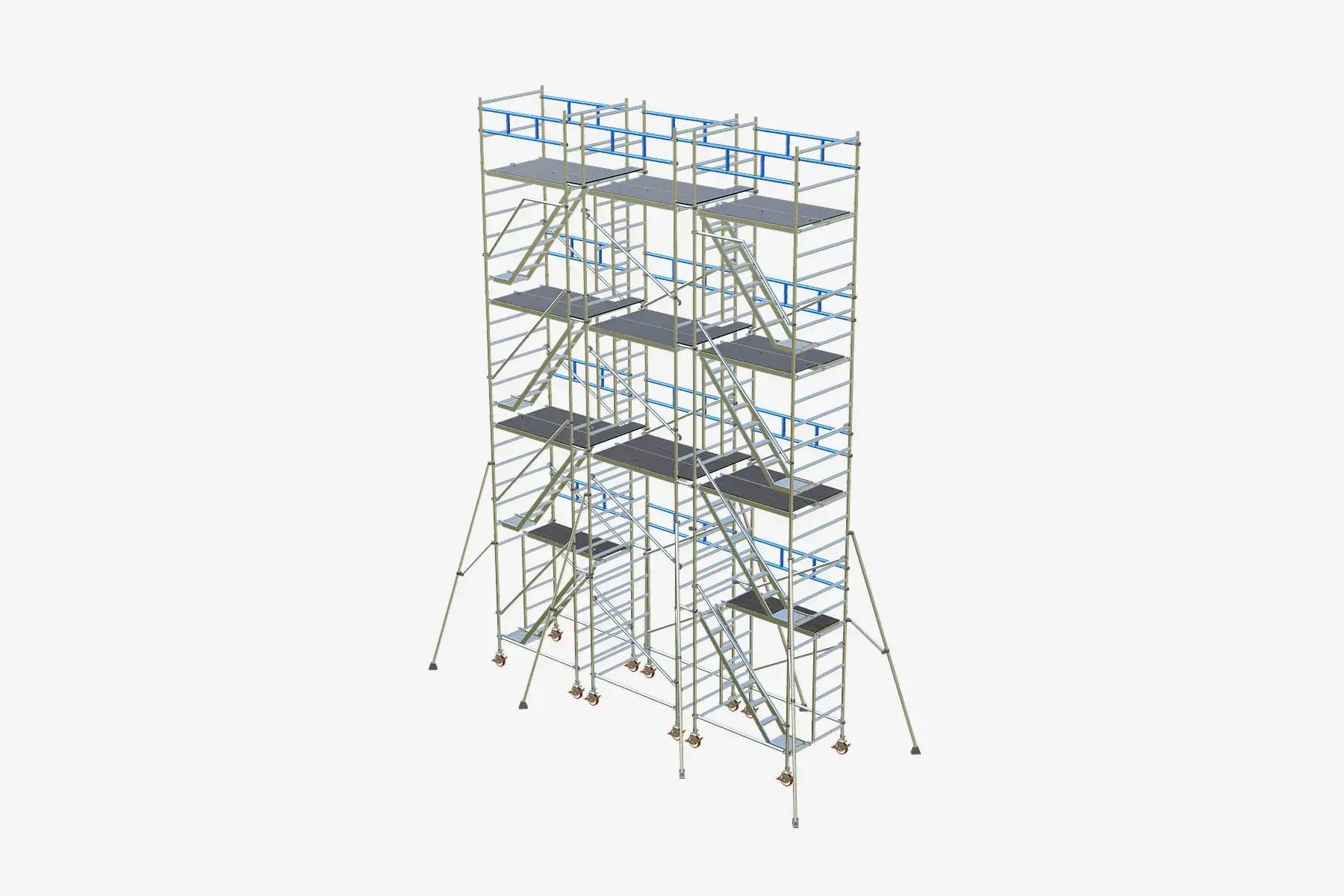 3D configuration render of a connected triple-tower access system