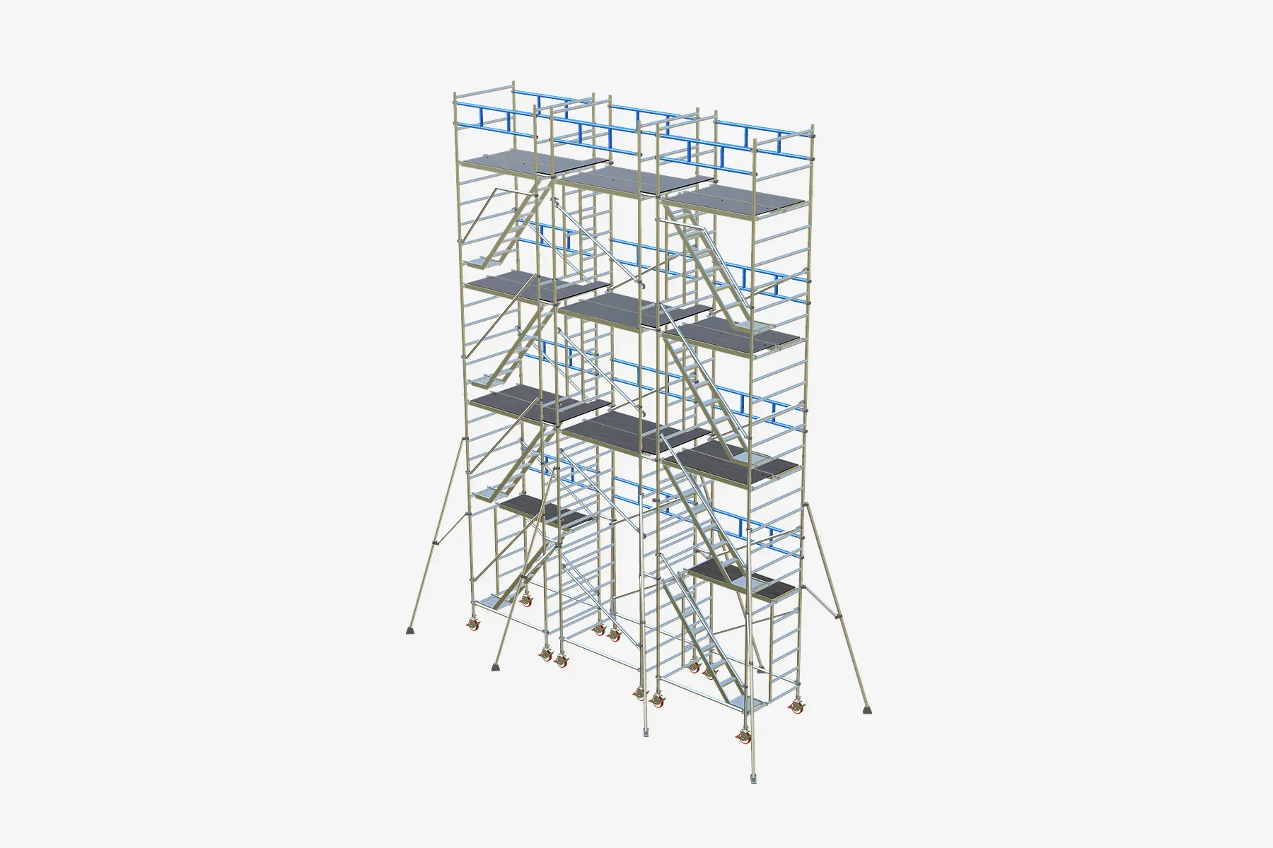 3D configuration render of a connected triple-tower access system