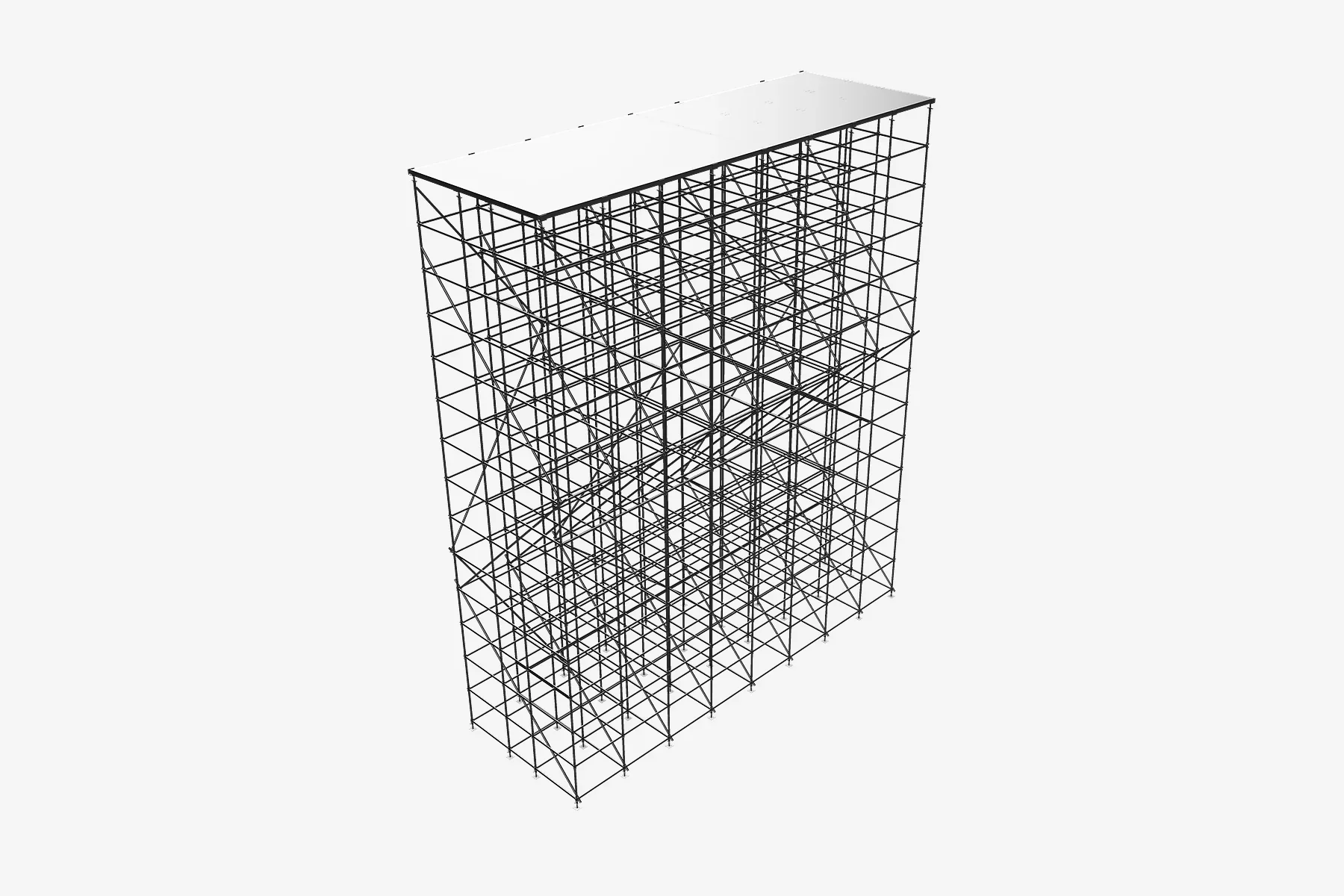 3D configuration render of a multi-bay Cuplock falsework system