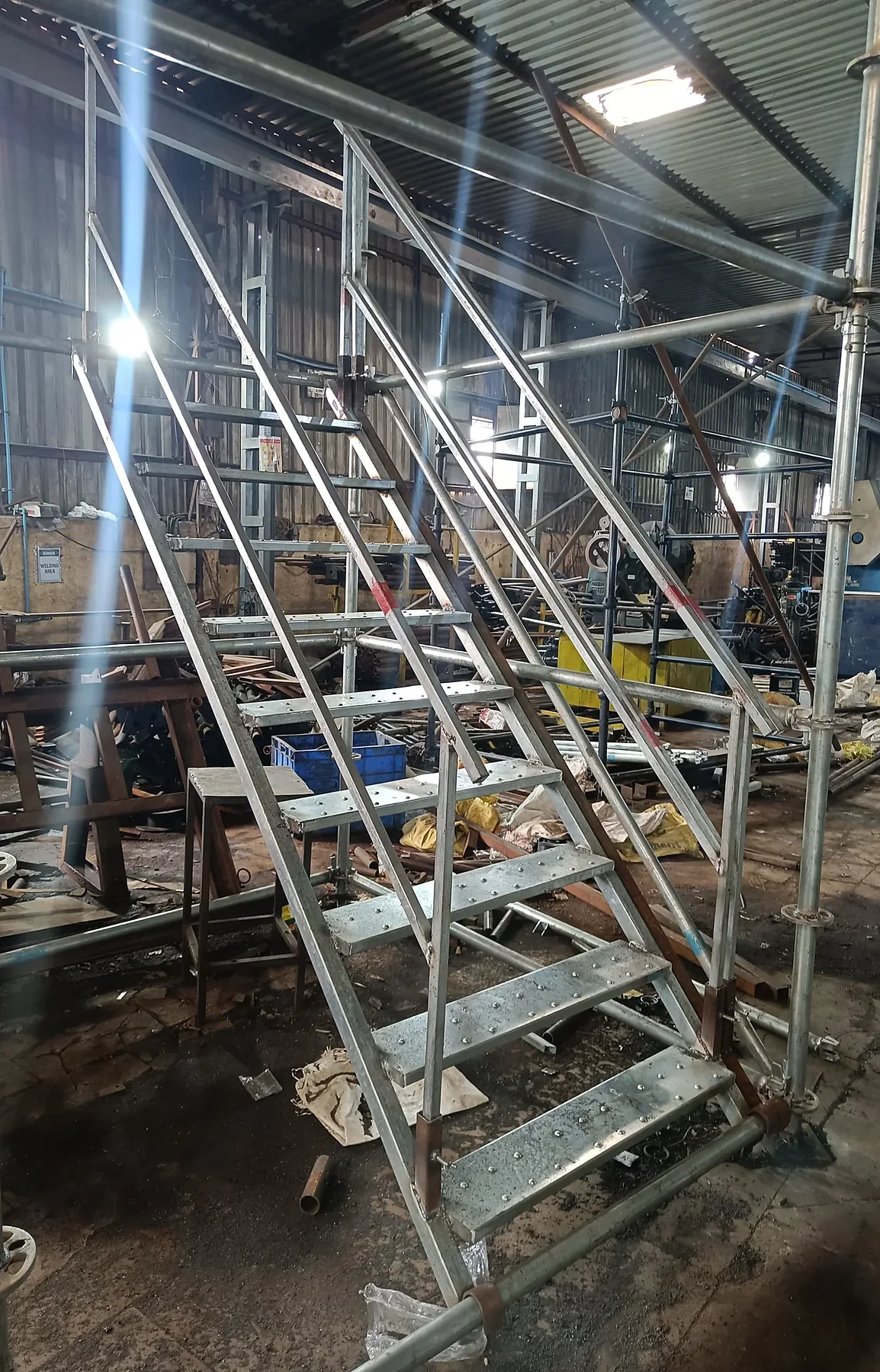 Fabricated MS staircase unit for modular scaffold access